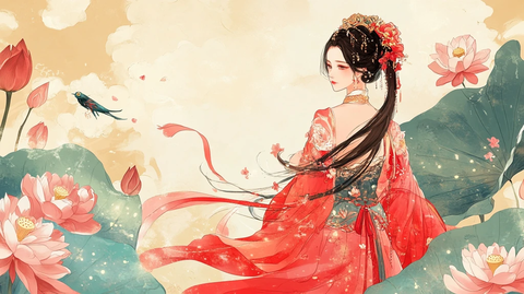 唯美古风少女插画