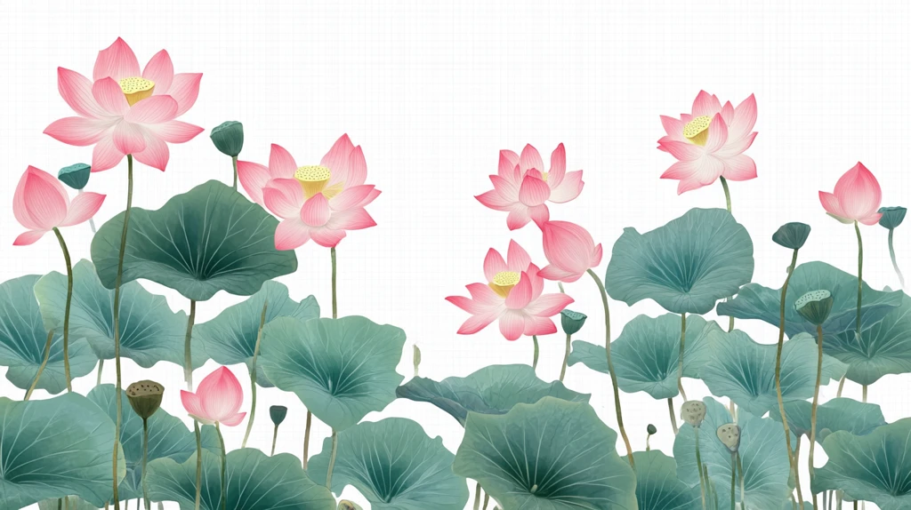 手绘荷花新中式