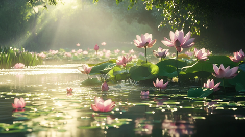 阳光与荷花