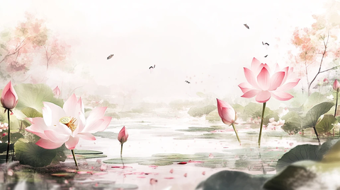 荷花古风背景