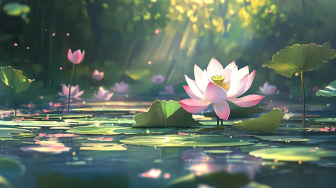 唯美荷花夏日荷塘