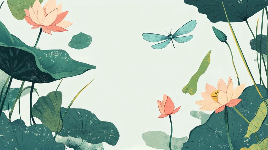 夏天荷塘插画