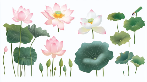 手绘荷花荷花素材