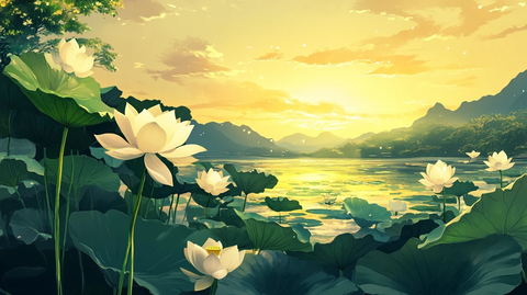 唯美荷花黄昏荷花