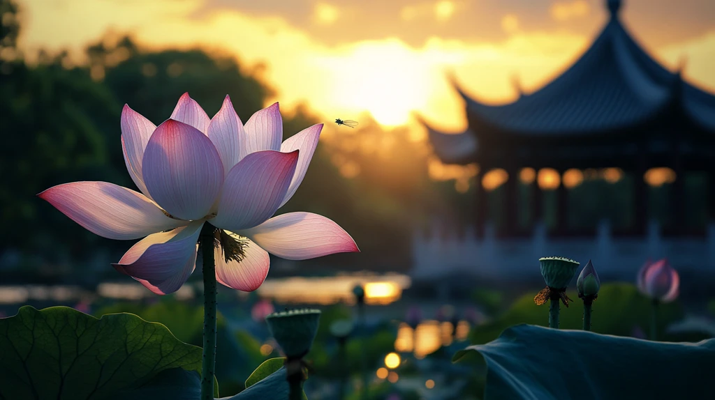 唯美荷花黄昏荷花