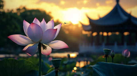 唯美荷花黄昏荷花