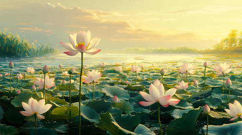 唯美荷花黄昏荷花