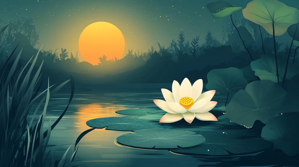 月色中的水浮莲