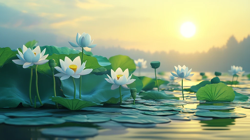 唯美荷花黄昏荷花