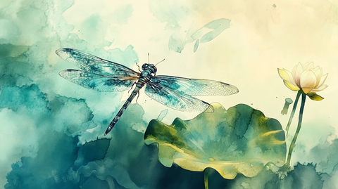 蜻蜓荷花插画