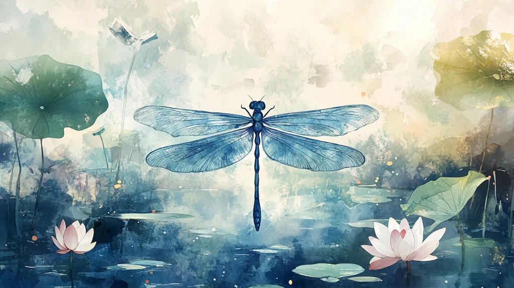 禅意蜻蜓戏水画