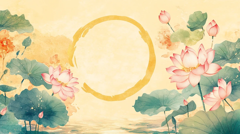 古风荷花复古背景