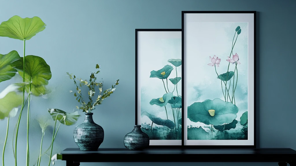 荷花客厅装饰画