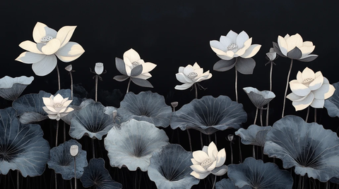 黑底蓝色荷花背景