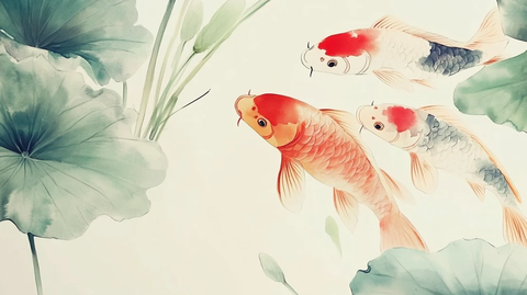 工笔花鱼壁纸