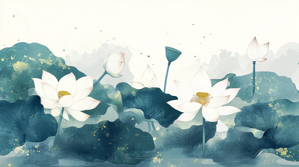 新中式山水荷花