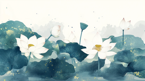 新中式山水荷花
