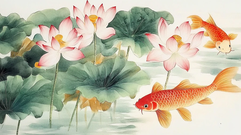 九鱼图美术绘画