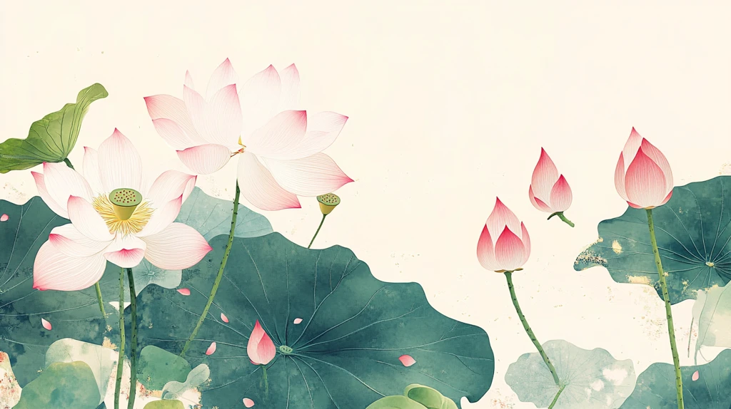 荷花手绘背景