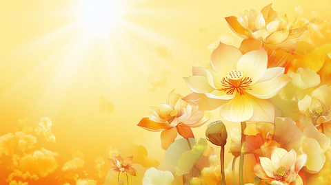 喜气手绘金莲花背景