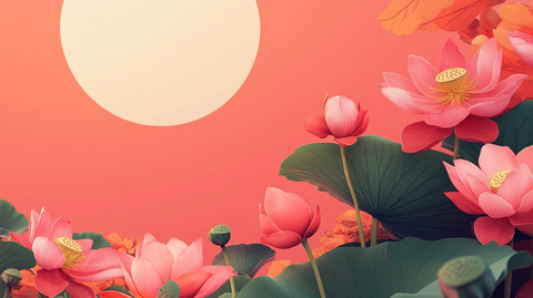 荷花灯背景插画