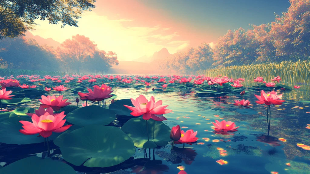 唯美荷花黄昏荷花