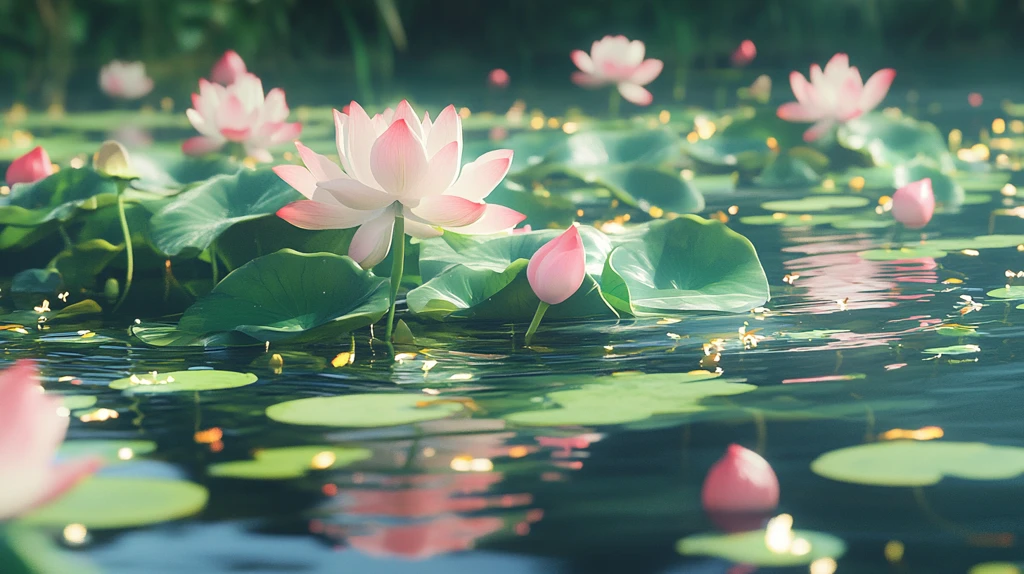 唯美荷花夏日荷塘