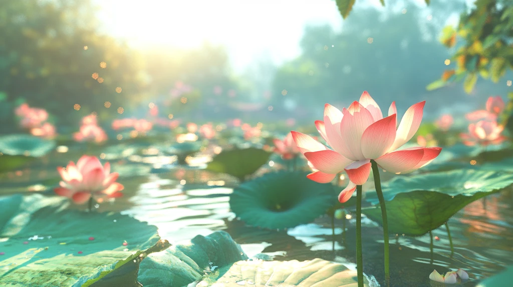 唯美荷花黄昏荷花