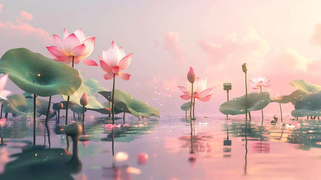 唯美荷花黄昏荷花