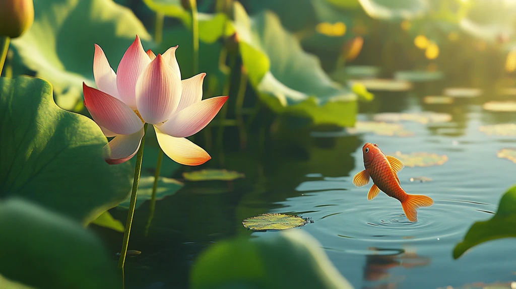 荷塘里的红鲤鱼