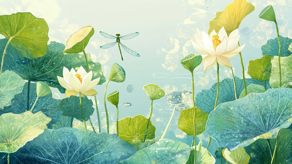蜻蜓荷花插画