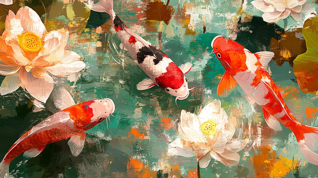 鱼戏荷塘锦鲤鲤鱼