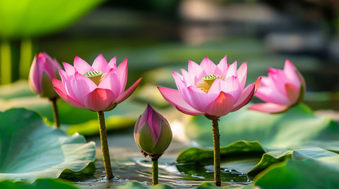 阳光下盛开的美丽荷花