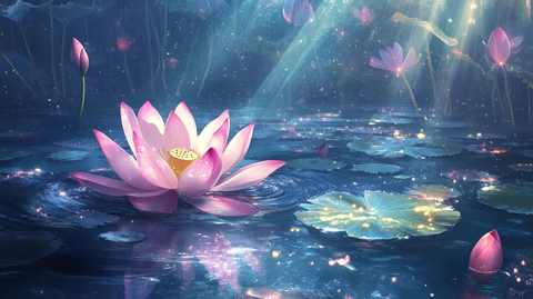 梦幻莲花荷花水纹图