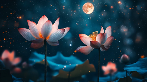 月色荷花背景墙