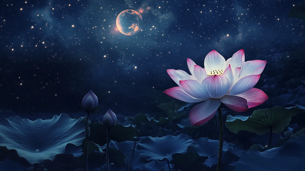 月光下的荷花