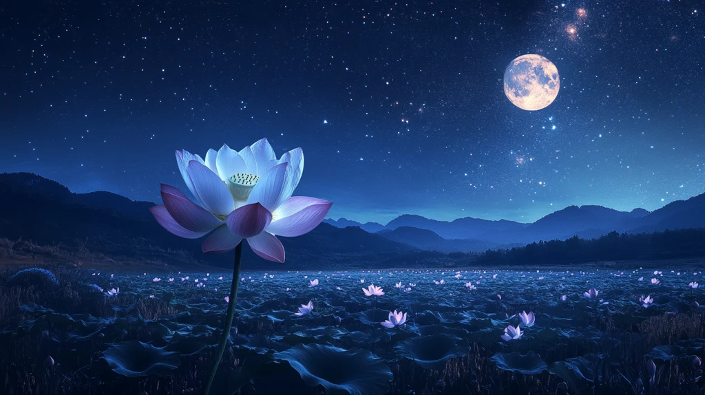 月光下的荷花