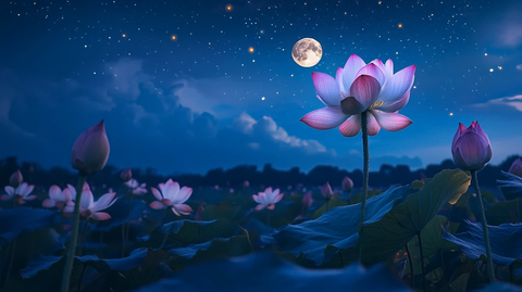 月光下的荷花