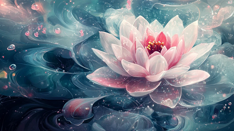 梦幻莲花荷花水纹图