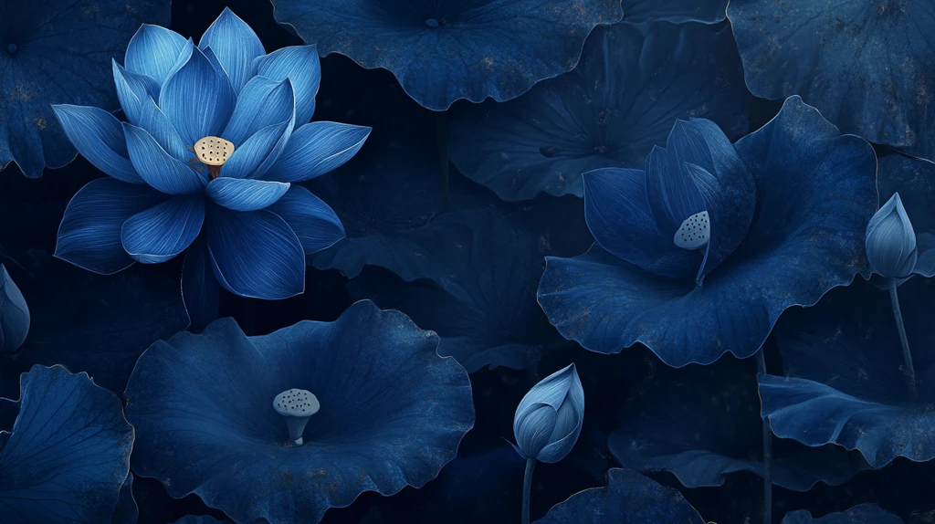 黑底蓝色荷花背景