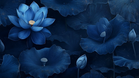 黑底蓝色荷花背景