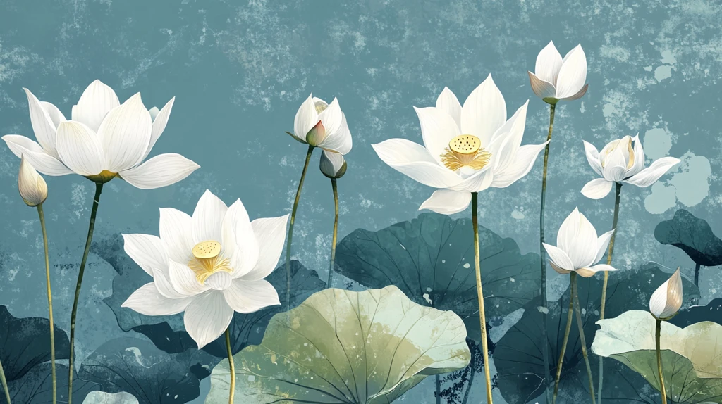 新中式荷花壁画