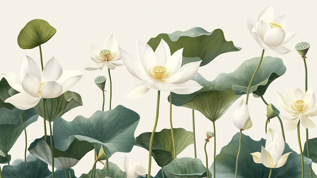 新中式大幅荷花壁画