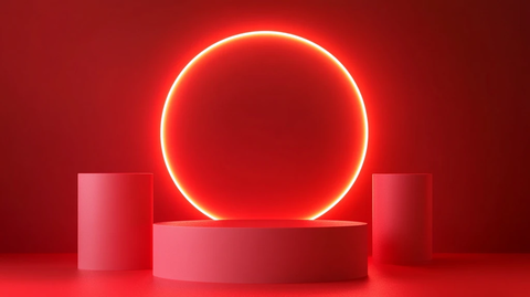 红色立体场景舞台展台