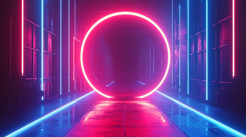 流光溢彩的霓虹灯走廊