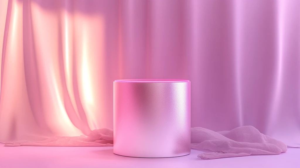 粉色圆柱体展示台