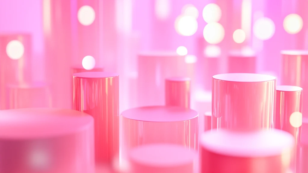 粉色圆柱体展示台