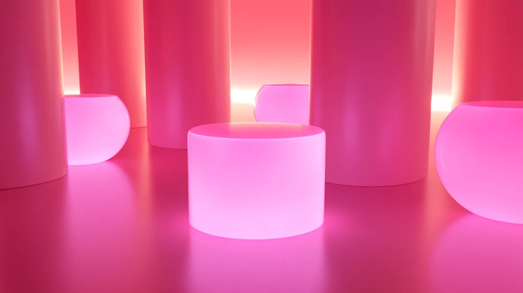 粉色圆柱体展示台