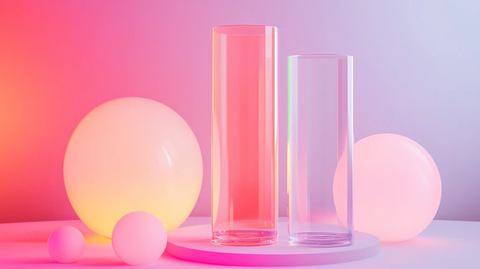 粉色圆柱体展示台