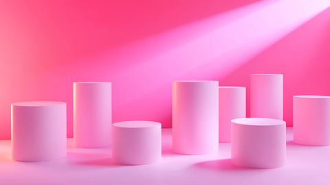 粉色圆柱体展示台